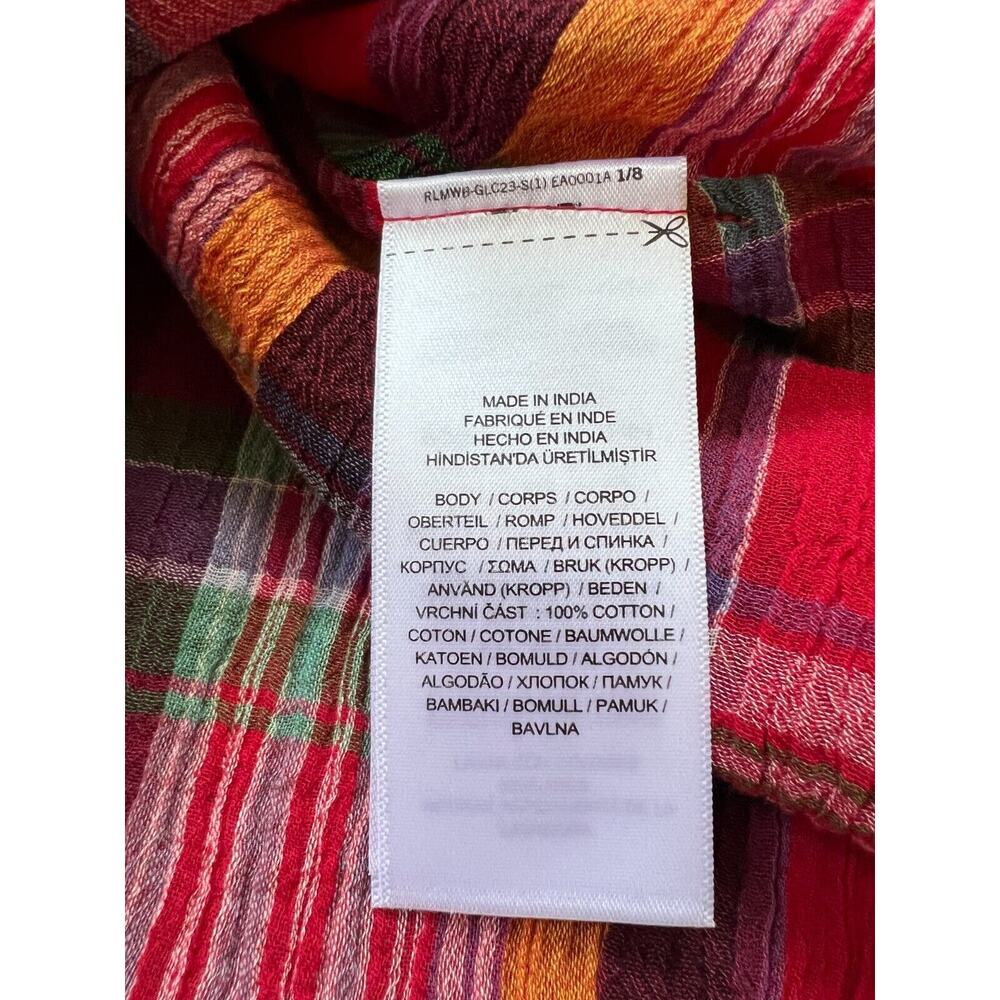 Lauren Ralph Lauren Pink Multi Plaid Crinkle Cotton Sleeveless Dress Size 8 NWT - Picture 4 of 12
